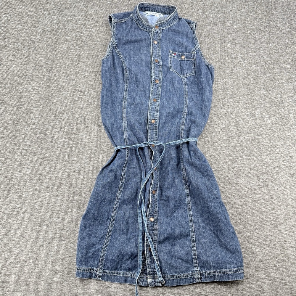 Tommy Hilfiger Jeans Womens Size 10‎ Denim Dress Sleeveless Snap Y2K Vintage
